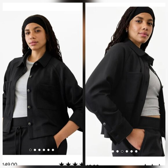 Athleta XXS Allure Shirt Jacket, Black Oversized Top Layer Work Travel - Picture 16 of 16